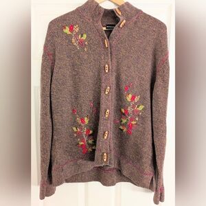 ERIKA Vintage Cottagecore Cardigan Sweater Large Ramie Cotton Toggle
